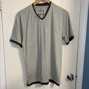 Galaxy By Harvic Men's Heather Gray Tee with Black Accents